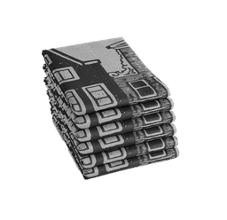 [XAT98014] DDDDD - Tea Towel - Canal Houses Black