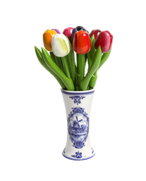 [ES822.9908.200] Wooden Tulips in Delfts Blue Vase - Small Vase - 20 cm