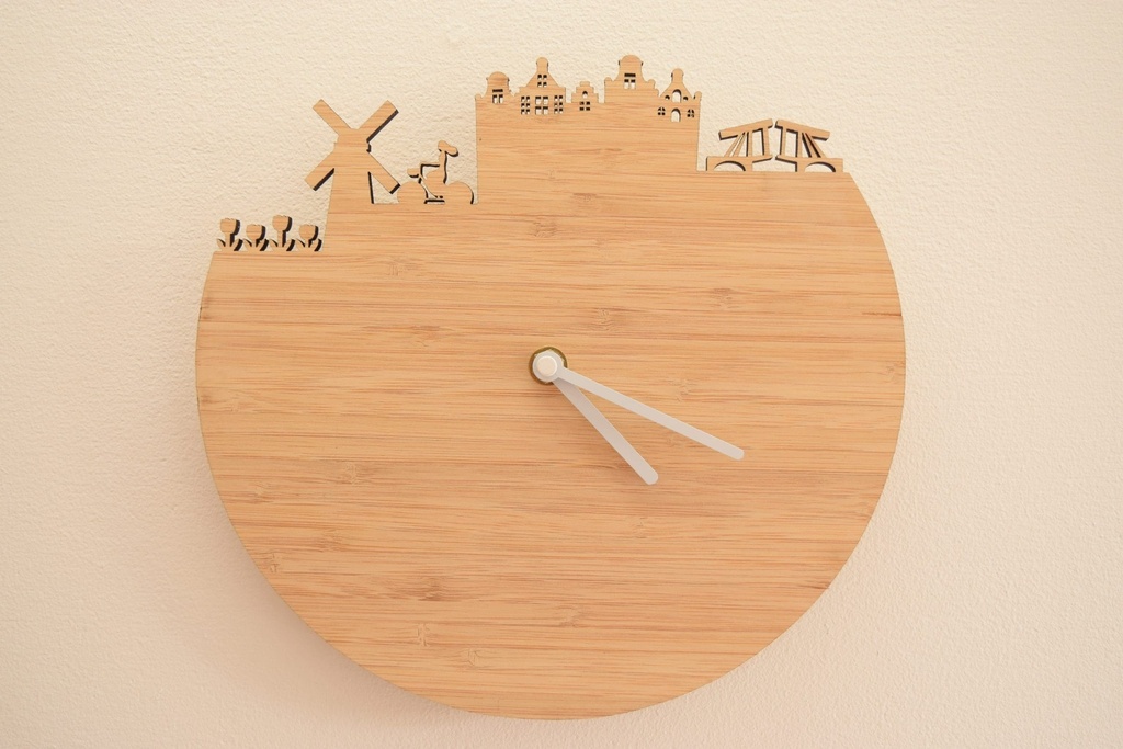 Wall Clock - Stuff Dutch People Like - Bamboo (25cm)