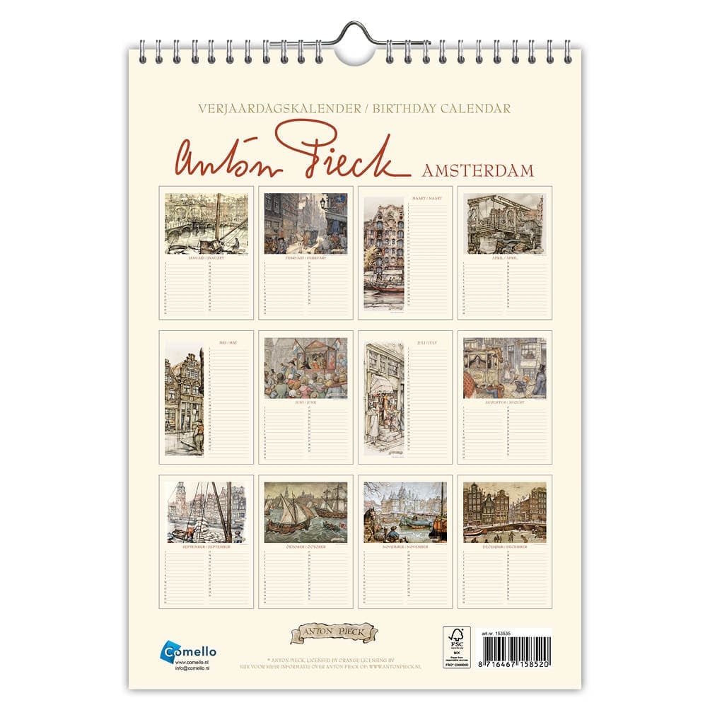 Birthday Calendar - Anton Pieck - Amsterdam in Winter