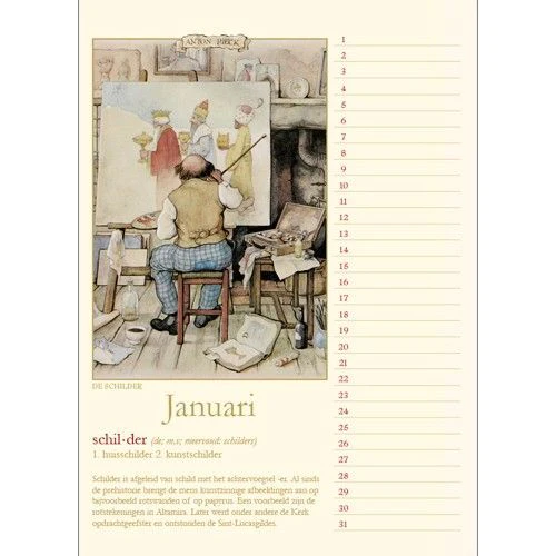 Birthday Calendar - Anton Pieck - Old Trades