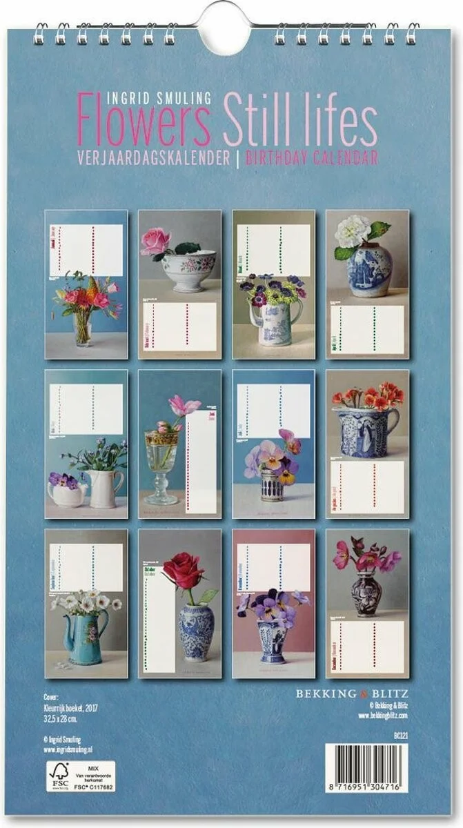 [XXH3018] Birthday Calendar - Ingrid Smuling - Flower Still Lifes