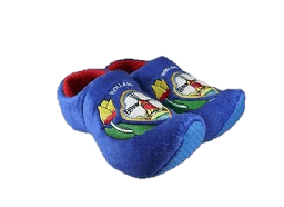 [ESL0528.16-19] Wooden Shoe Slippers Pair - Blue Mill 16-19