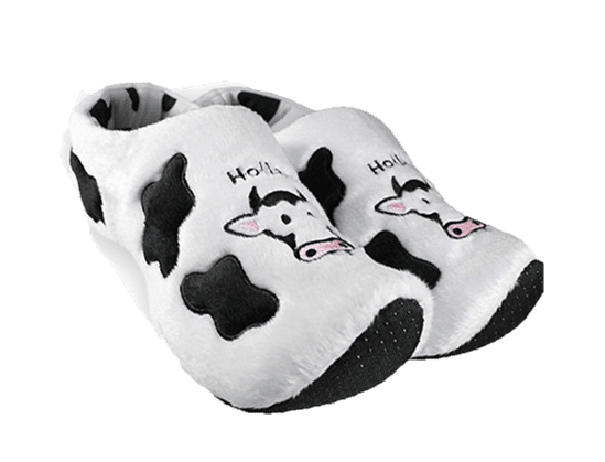 Wooden Shoe Slippers Pair - White Cow 39-41