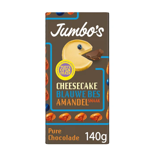 Jumbo's (Tony's) Dark Chocolate w/ Cheesecake, Blueberry & Almond 140g