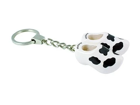 [ES501.0941] Keychain - Double Wooden Shoe - Cow
