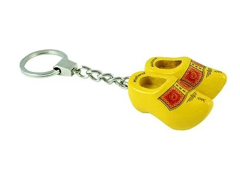Keychain - Double Wooden Shoe - Farmer Yellow