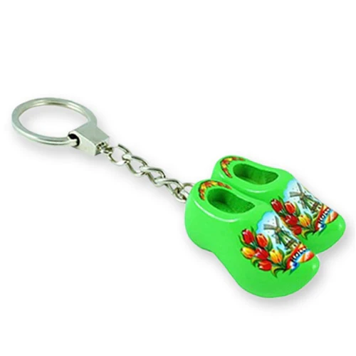[ES501.2033] Keychain - Double Wooden Shoe - Lime Tulip
