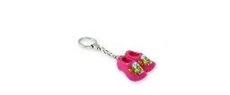 [ES501.1233] Keychain - Double Wooden Shoe - Pink Tulip