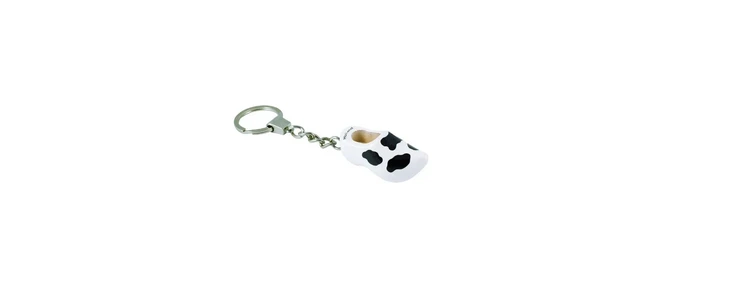 Keychain - Single Wooden Shoe - Cow