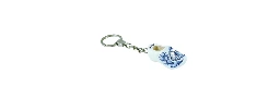 [ES500.0934] Keychain - Single Wooden Shoe - Delfts Blue Tulip