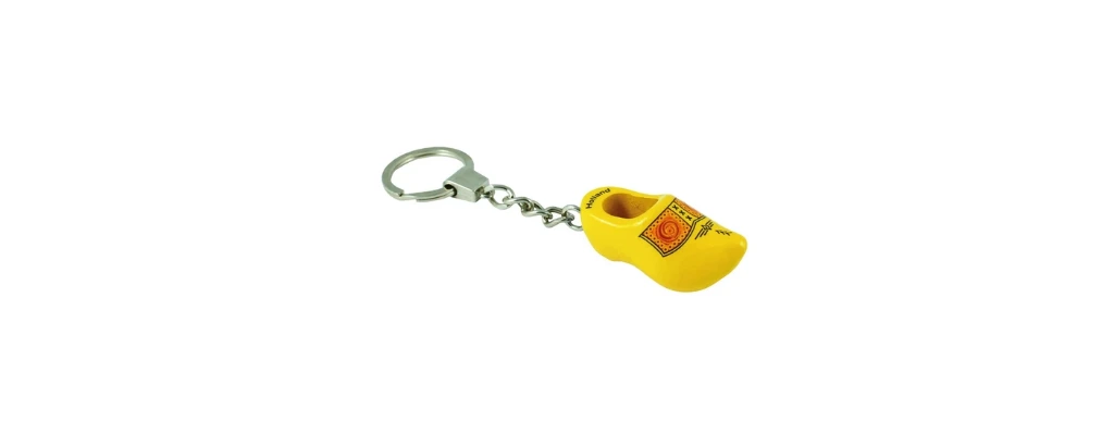 Keychain - Single Wooden Shoe - Farmer Yellow