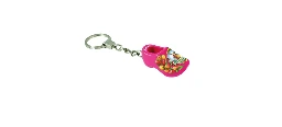 [ES500.1233] Keychain - Single Wooden Shoe - Pink Tulip