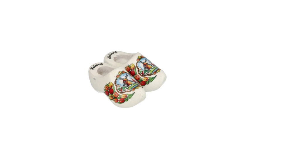 Magnet - Wooden Shoe Pair - White Mill