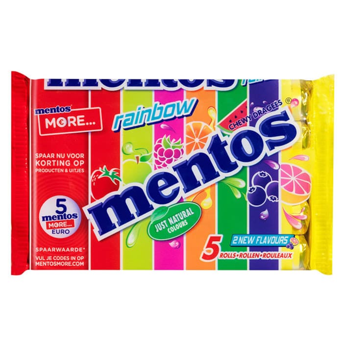 Mentos Rainbow Rolls 5-pk 188g