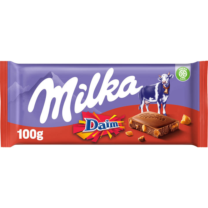 Milka Daim Milk Chocolate Bar 90g