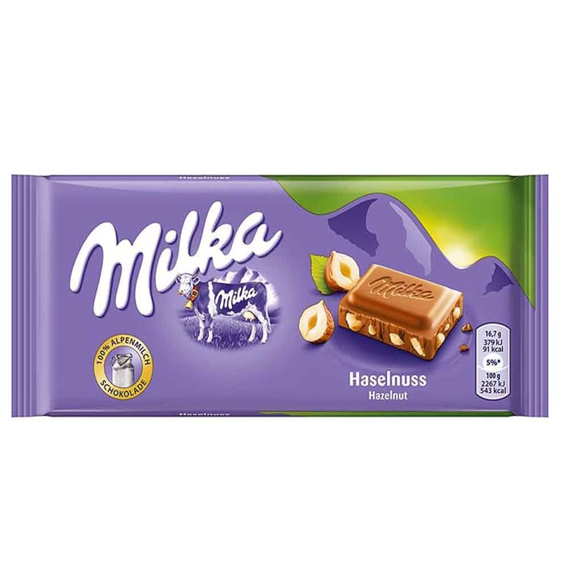 Milka Hazelnut Milk Chocolate Bar 90g