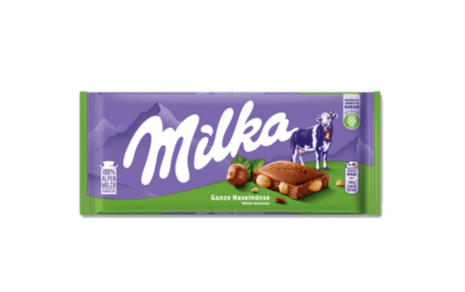 Milka Whole Hazelnut Milk Chocolate Bar 95g