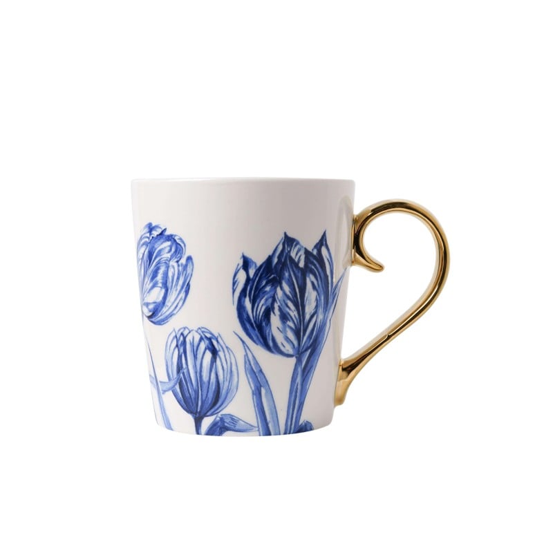 Mug - Ceramic - Tulips - Delft Blue/Gold