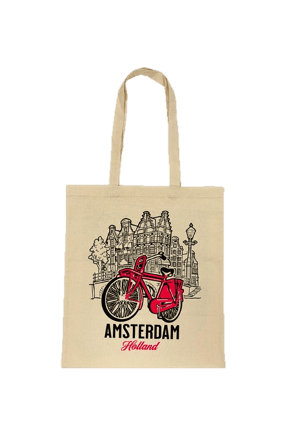 Shopping Bag - Cotton, Amsterdam/Holland Bike Red