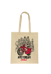 [XXH1003] Shopping Bag - Cotton, Amsterdam/Holland Bike Red