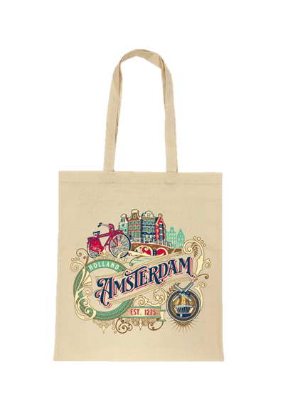 Shopping Bag - Cotton, Amsterdam/Holland - White