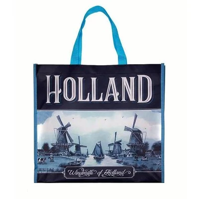 [XXH1011] Shopping Bag - Poly-Plastic - Delfts Blue Windmill