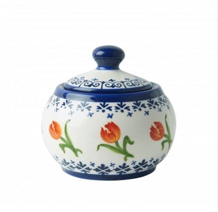 Tea Set - Sugar Bowl - Orange Tulip with Blue