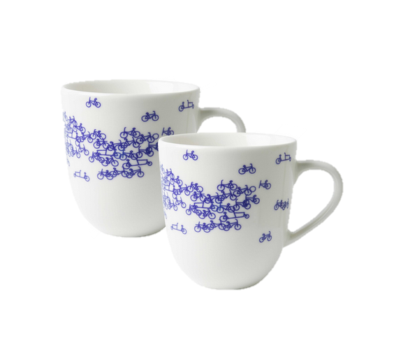 Mug Tea - Ceramic - De Blauwe Fiets - box set of 2