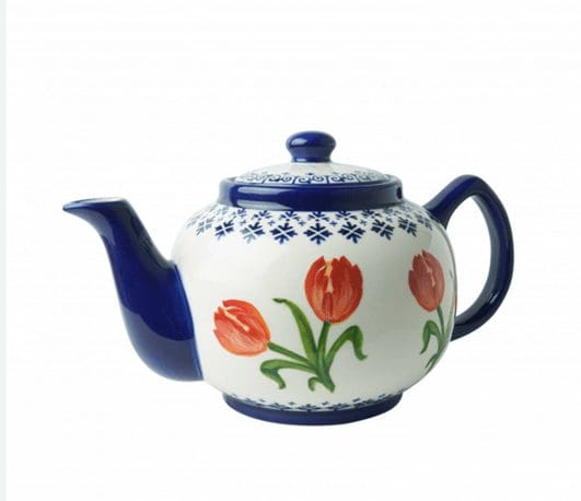 Tea Set - Teapot - Orange Tulip with Blue