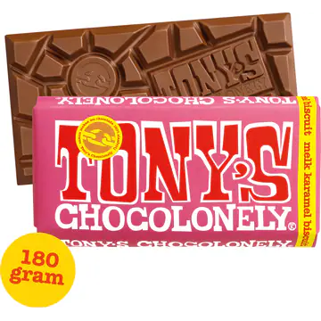 [CH1309] Tony's Chocolonely Milk Chocolate Bar w/ Caramel & Biscuit 180g