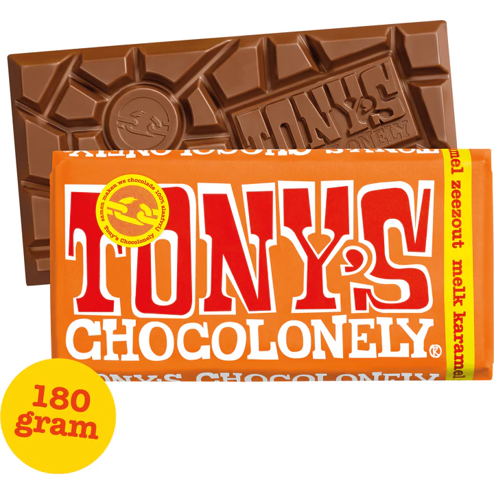 [CH1303] Tony's Chocolonely Milk Chocolate Bar w/ Caramel & Sea Salt 180g