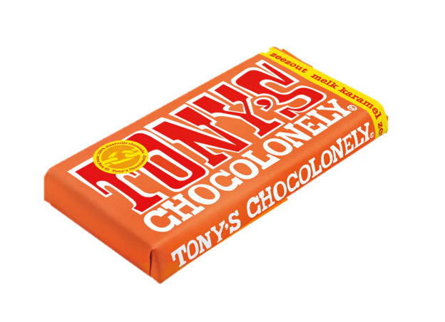 Tony's Chocolonely Milk Chocolate Bar w/ Caramel & Sea Salt 90g