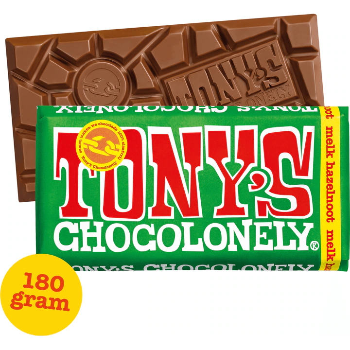 Tony's Chocolonely Milk Chocolate Bar w/ Hazelnut 180g