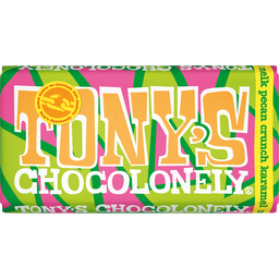 [CH1311] Tony's Chocolonely Milk Chocolate Bar w/ Pecan Crunch & Caramel 180g