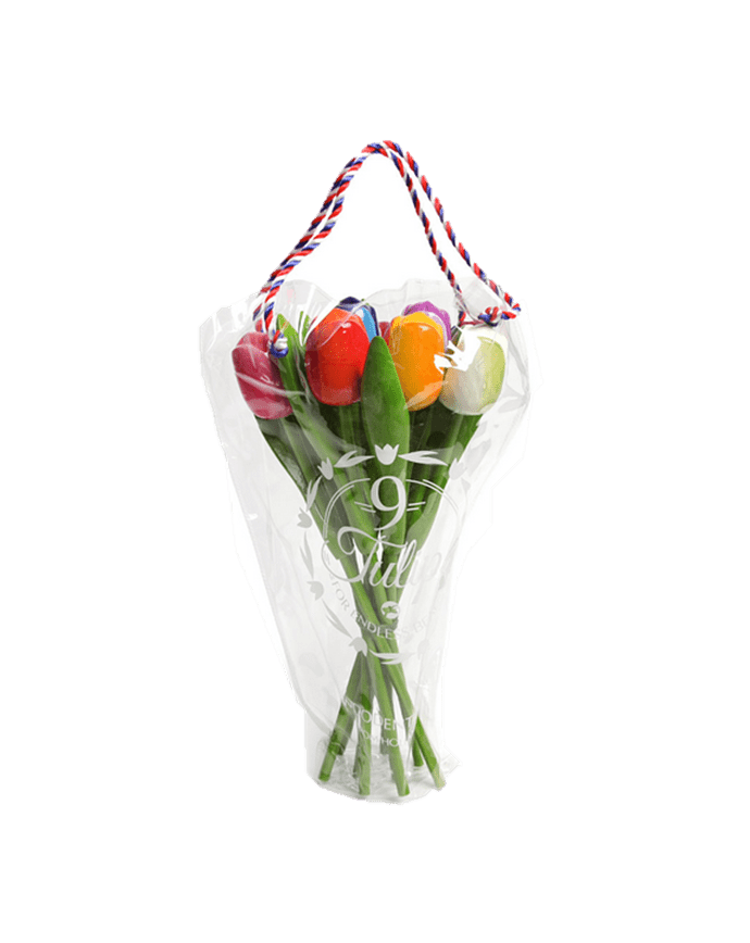 Wooden Tulip Bouquet Assorted - 9pc - 20 cm