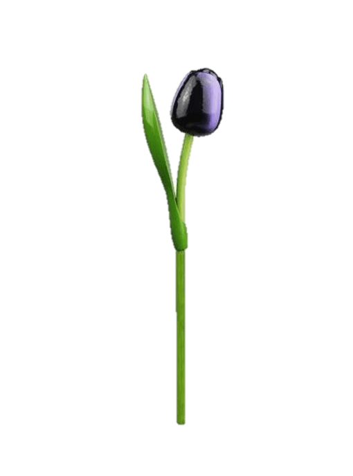 Wooden Tulips - Aubergine & White, Large 34 cm