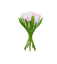 [ES820.340-wp] Wooden Tulips - White & Pink, Large 34 cm