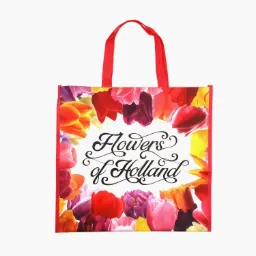 [XXH1017] Shopping Bag - Poly-Plastic - Pink Flowers of Holland