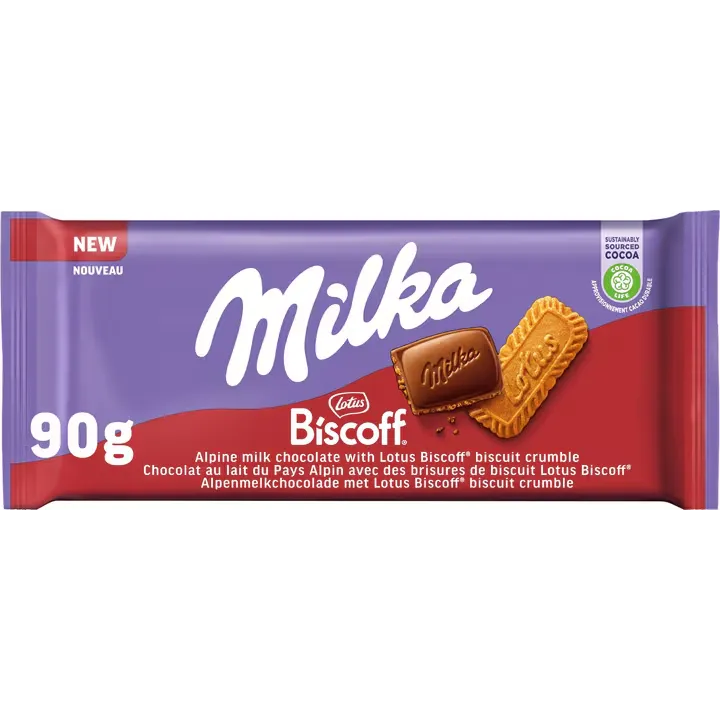 Milka Lotus Biscoff Milk Chocolate Bar 90g