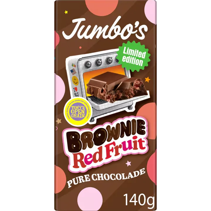 Jumbo's (Tony's) Dark Chocolate w/ Brownie & Raspberry 140g
