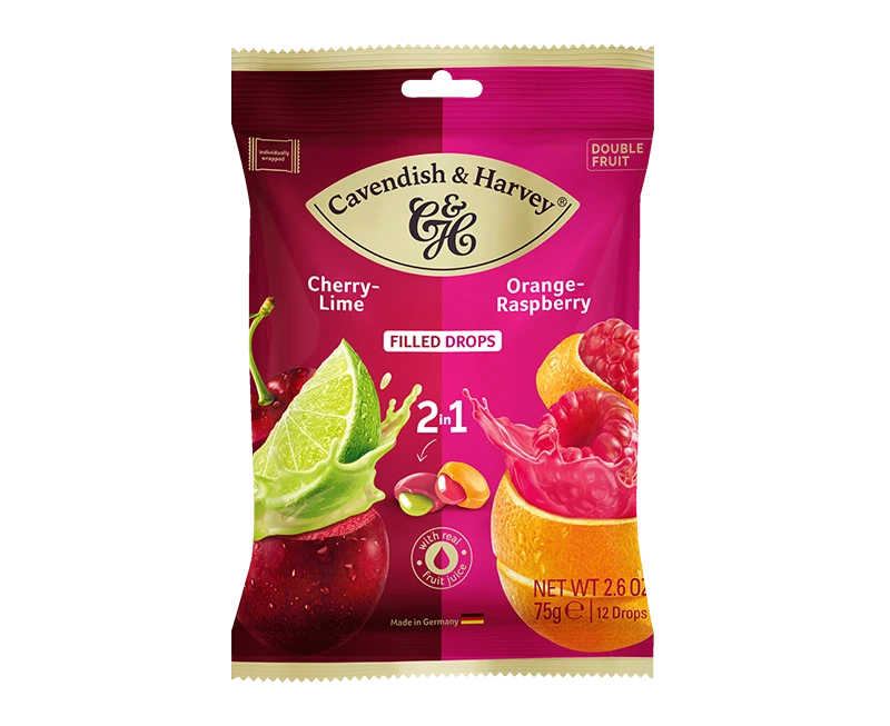 Cavendish & Harvey Cherry-Lime & Orange-Raspberry Filled Drops 75g