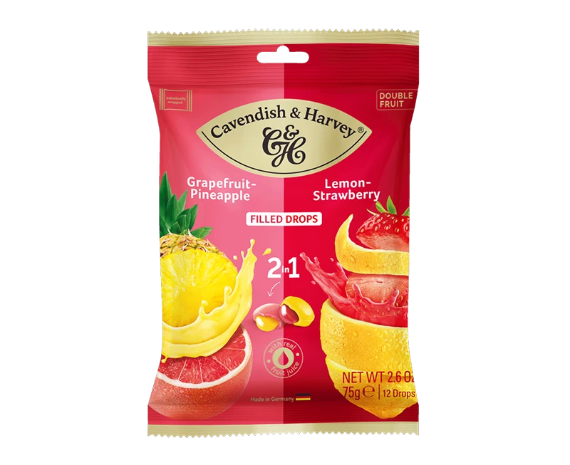 Cavendish & Harvey Grapefruit-Pineapple & Lemon-Strawberry Filled Drops 75g