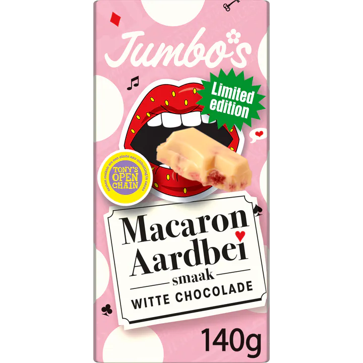 Jumbo's (Tony's) White Chocolate w/ Strawberry Macaron 140g