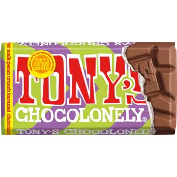 Tony's Chocolonely Milk Chocolate Bar w/ Pecan Crunch 90g