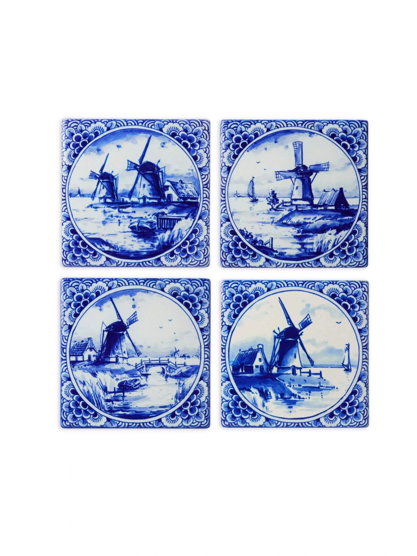Coasters - Mills - Delft Blue - Set of 4