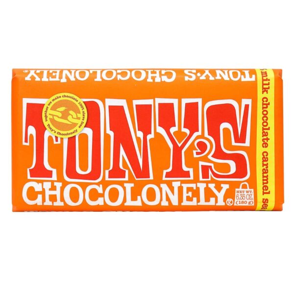 Tony's Chocolonely Milk Chocolate Bar w/ Caramel & Sea Salt (180g)