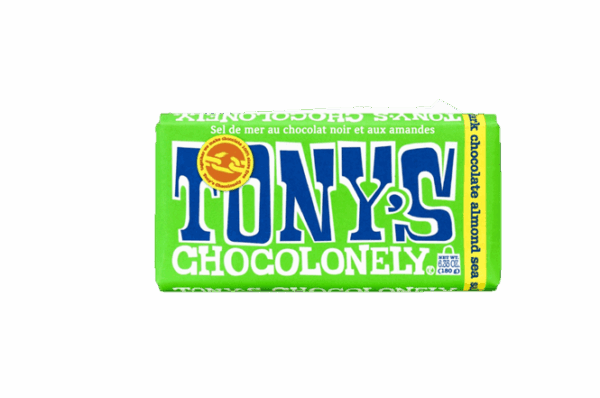 Tony's Chocolonely Dark Chocolate Bar w/ Almond & Sea Salt (180g)