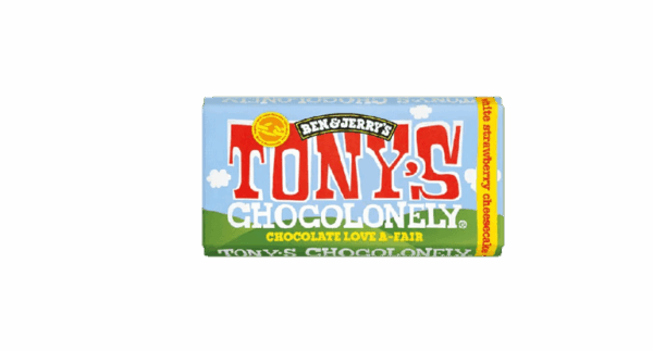Tony's Chocolonely White Chocolate Bar w/ Strawberry Cheesecake (180g)