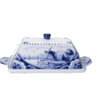 Butter Dish - Delft Blue - Windmill Canal Scene